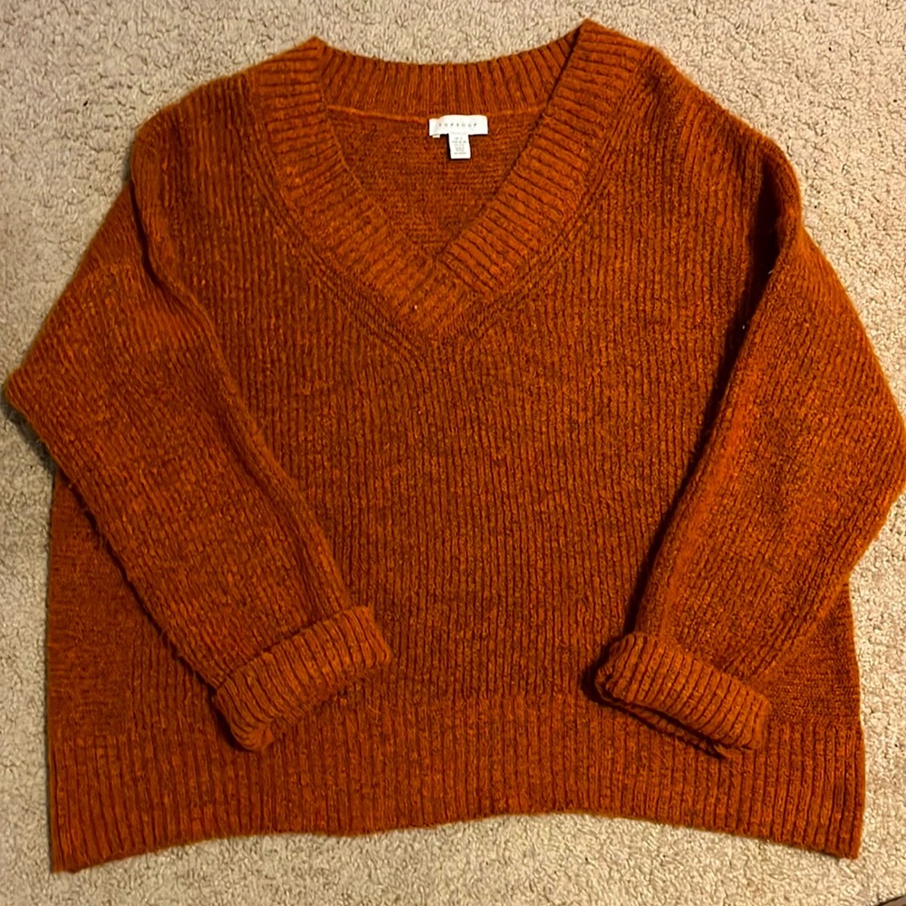 Burnt umber v neck sweater, fits like a small/medium